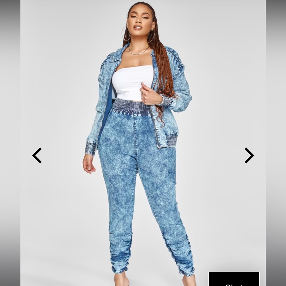 Elissa Acid Wash Denim Jacket and pants set